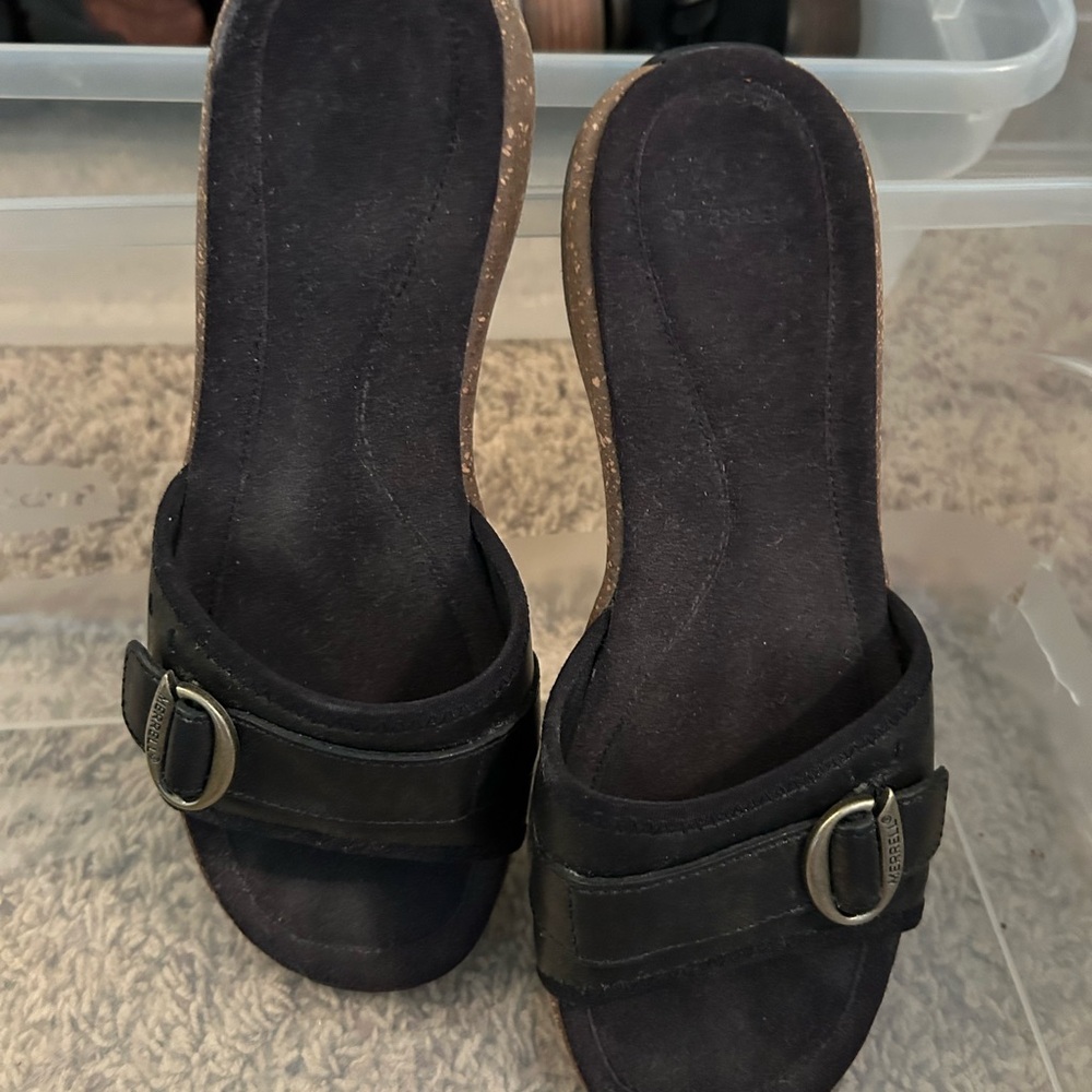 Merrell Black Slide Sandals with Buckle